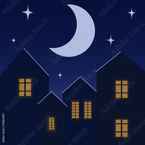 night town vector