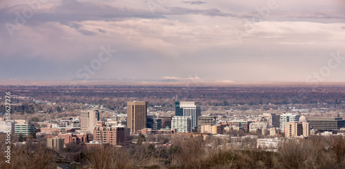 The skyline of Boise Idaho from the foothills
