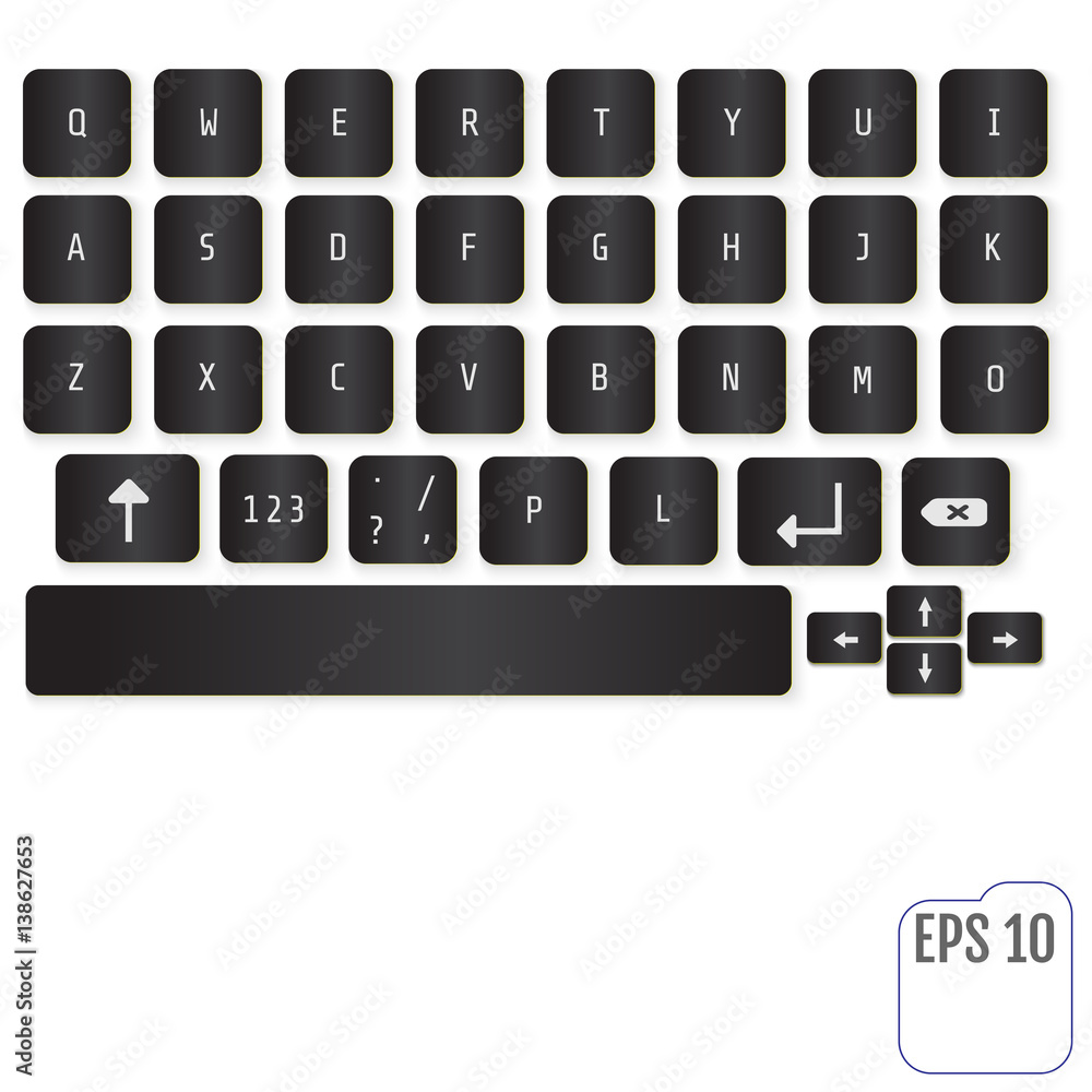 Modern realistic keyboard for smartphone or tablet PC with alphabet buttons. Vector modern keyboard Modern realistic keyboard for smartphone or tablet PC with alphabet buttons. Vector modern keyboard