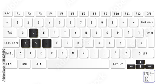 Realistic Computer keyboard. Modern design. Vector.