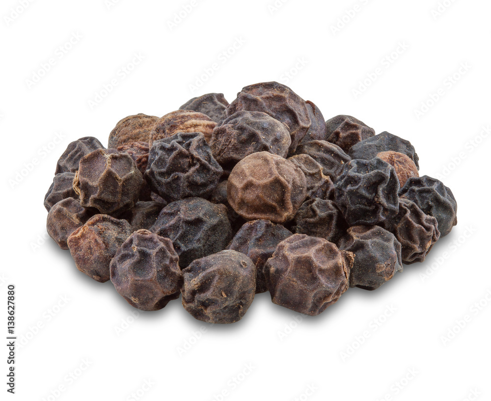 Black pepper on white background. Black pepper on white background.