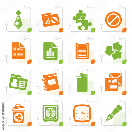 Stylized Business and Office Icons- Vector Icon Se