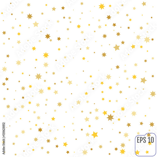 Gold Confetti celebration, Falling golden abstract decoration for party, birthday celebrate, anniversary or event, festive. Festival decor. Vector illustration