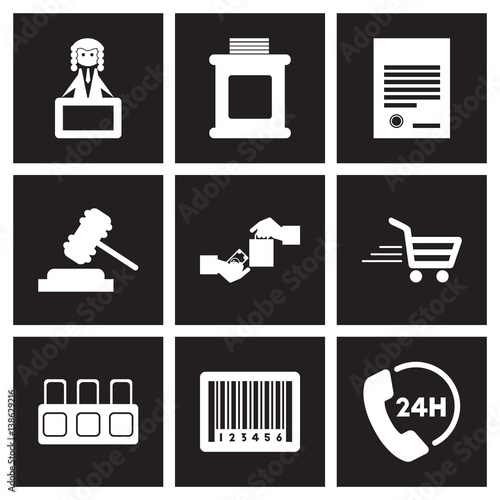 Concept flat icons in black and white judging 