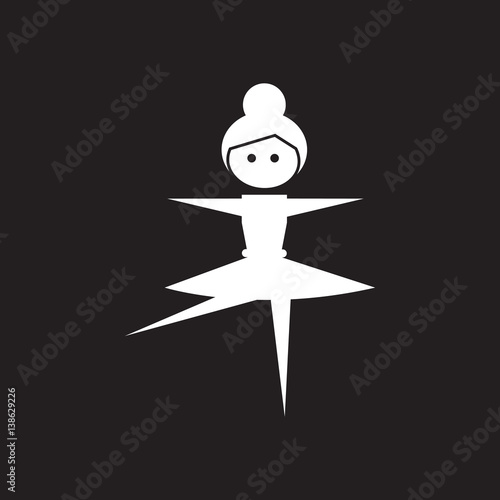 Flat icon in black and white ballerina