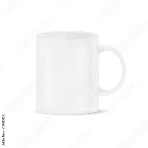 Most realistic white cup. Object isolated on the white background.