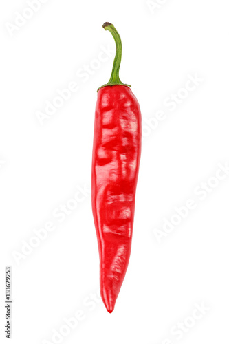 Red chili peppers on a white background, isolation