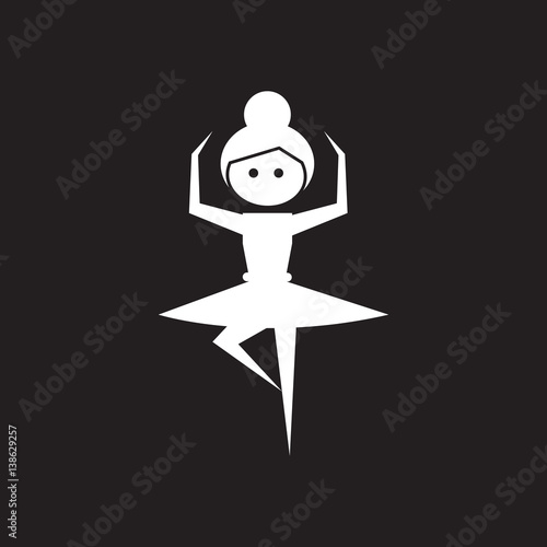 Flat icon in black and white ballerina