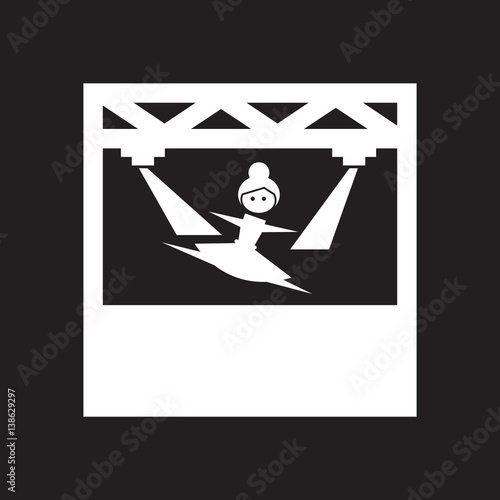 Flat icon in black and white ballerina