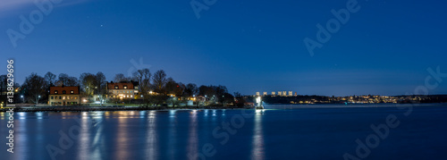 Nattbild över Djurgårdens östra ude 