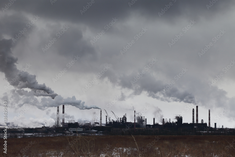 Image of winter landscape with industrial plant