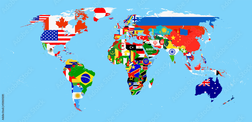 Obraz premium World Map with flags