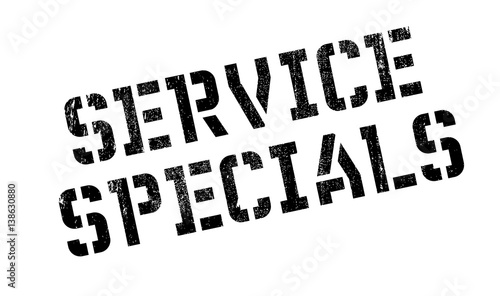 Service Specials rubber stamp. Grunge design with dust scratches. Effects can be easily removed for a clean, crisp look. Color is easily changed.