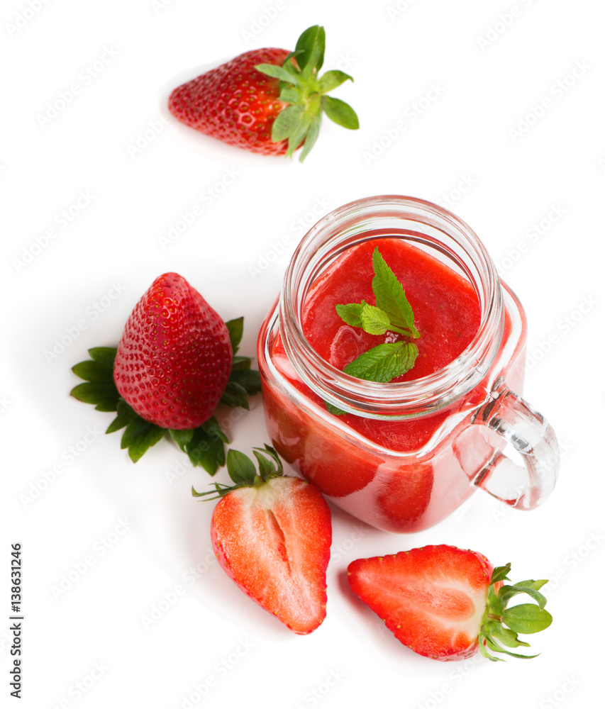 Strawberries and smoothie. Strawberries and smoothie.