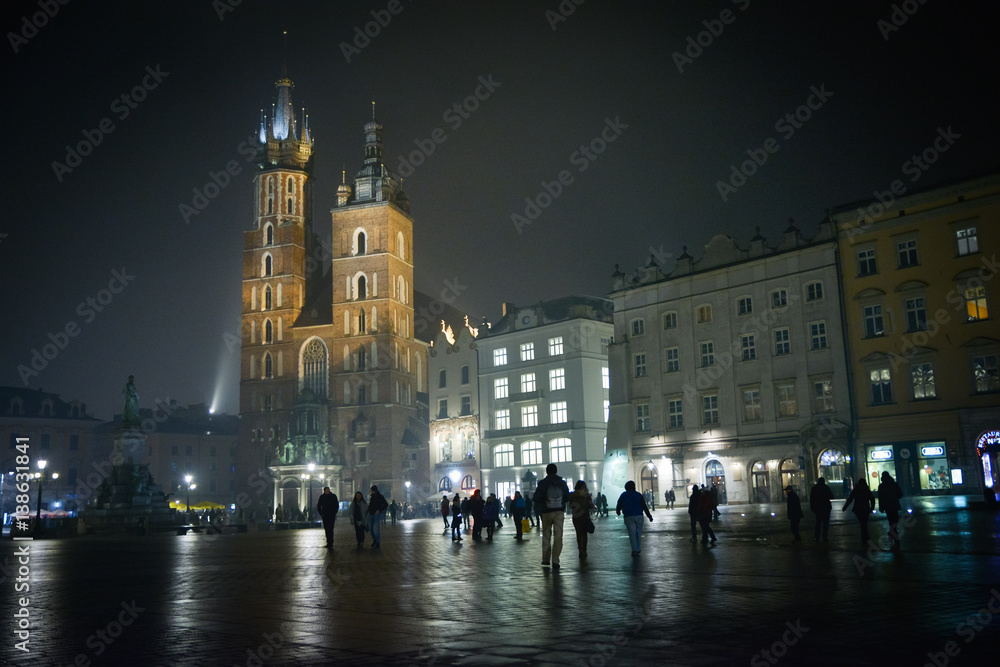 Beautiful Krakow at night