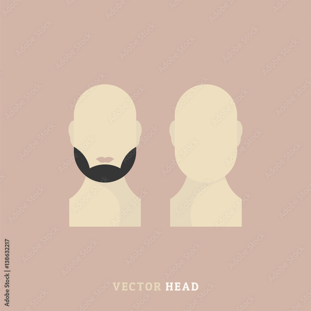 Men's head front and rear. Vector element for the character. Men's head front and rear. Vector element for the character.
