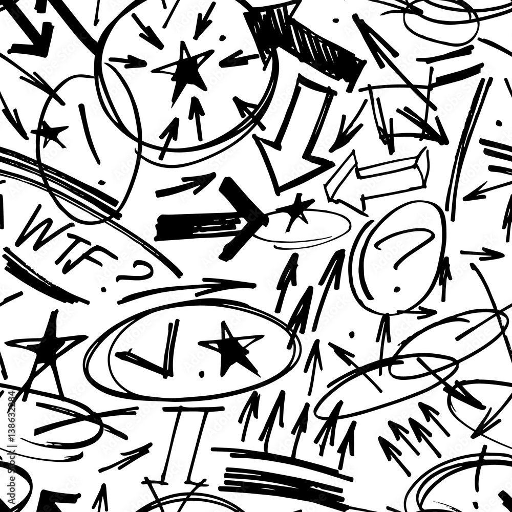 Fototapeta premium vector seamless pattern with marker hand drawn design elements - notes
