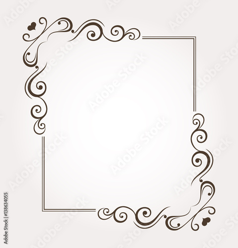 Сalligraphic valentine's day frame and page decoration. Vector illustration
