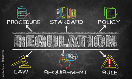regulation chart with keywords and elements on blackboard photo