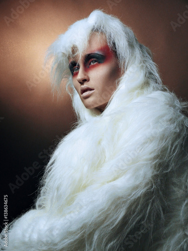 Woman in white fur