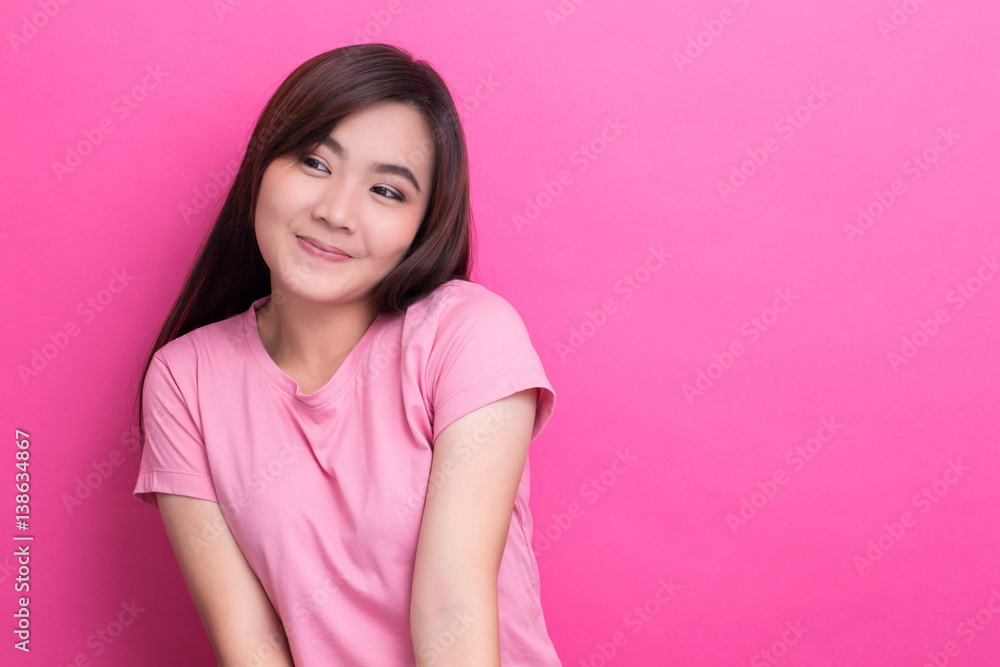 Shy woman smiling Shy woman smiling