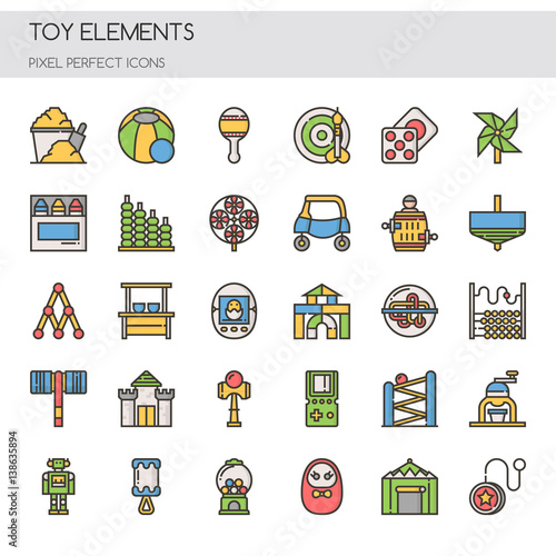 Toy Elements , Thin Line and Pixel Perfect Icons