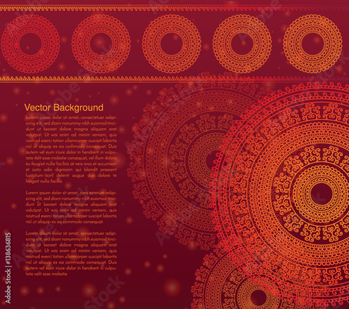 Ethnic & Colorful Henna Mandala design, on festive and glitter bokeh background