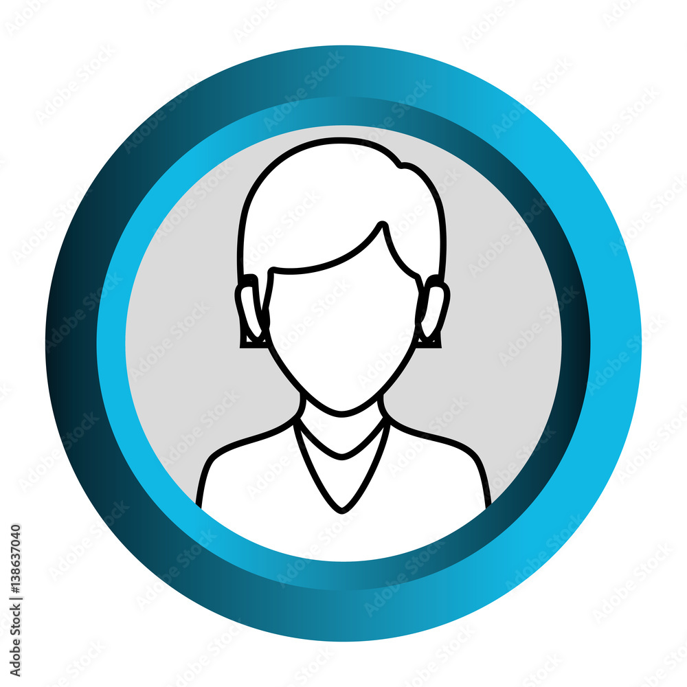 color frame with monochrome contour of faceless half body woman with straight short hair vector illustration color frame with monochrome contour of faceless half body woman with straight short hair vector illustration