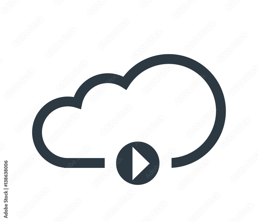 Cloud Computing Concept with Play Icon Cloud Computing Concept with Play Icon