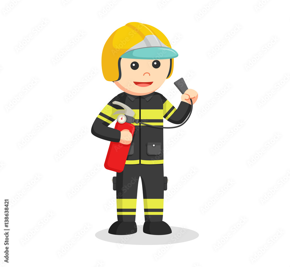 fireman holding fire extinguisher