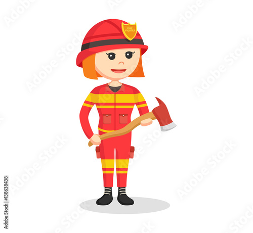 fire woman holding axe