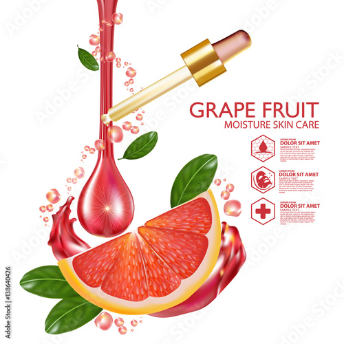 Grapefruit Serum Moisture Skin Care Cosmetic.