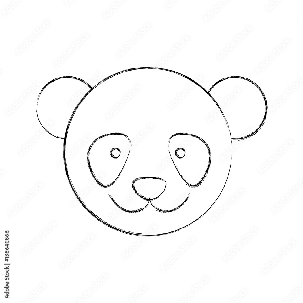 monochrome blurred contour with male panda head vector illustration monochrome blurred contour with male panda head vector illustration