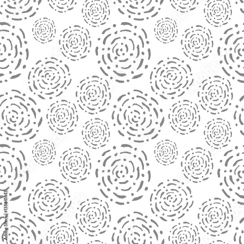 Abstract Monochrome Seamless Pattern with Curved Lines and Strokes on a White Background