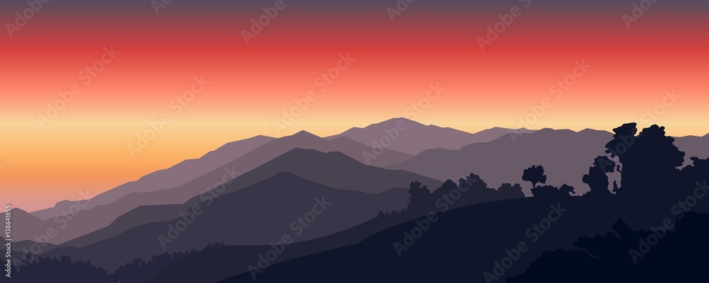 Mountain Landscape, Sunset Landscape Mountain and Forest