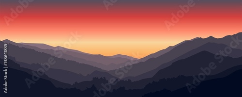 Mountain Landscape, Sunset Landscape Mountain and Forest