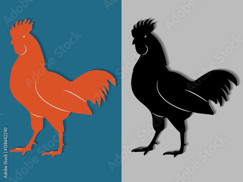 silhouette of rooster, vector draw