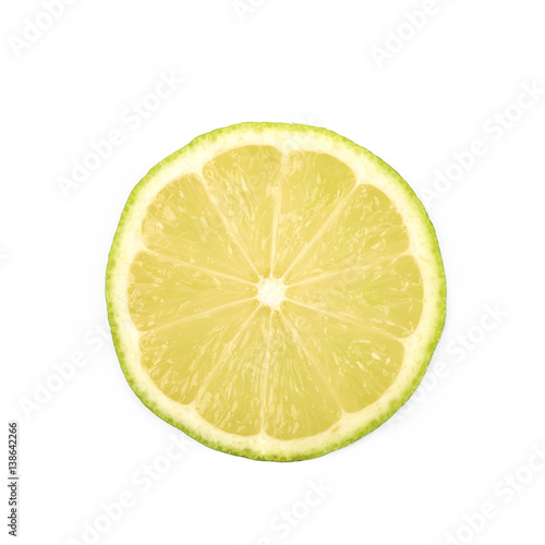 Single slice of a lime fruit