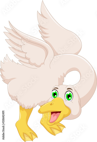 cute goose cartoon posing