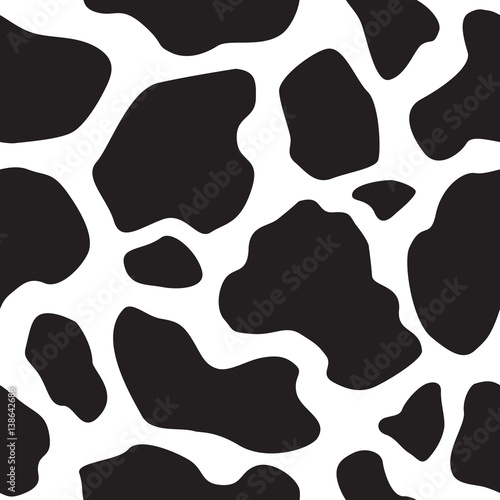 Black and White Cow Print Seamless Pattern. Traditional Dairy Farm or Ice Cream Background. Vector Pattern Tile Swatches Included.