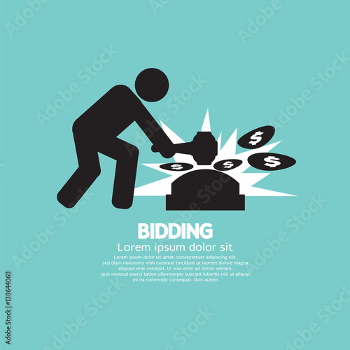 Black Symbol Bidding Auction Sign Vector Illustration