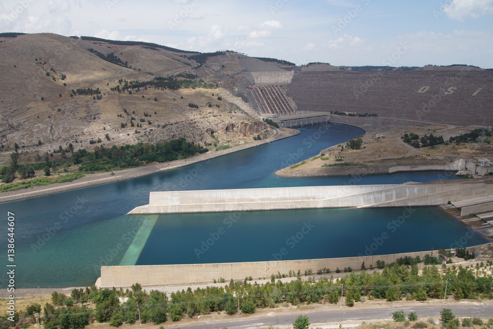 Ataturk dam on Euphrates River in southeastern Turkey.. Stock Photo ...