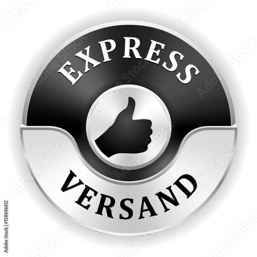 Silberner "Express Versand" Siegel mit schwarzem Rand