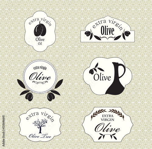 set of olive oil labels, vector illustration