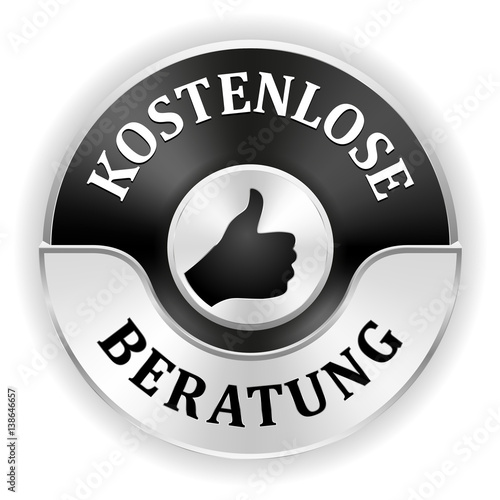 Silberner "Kostenlose Beratung" Siegel mit schwarzem Rand