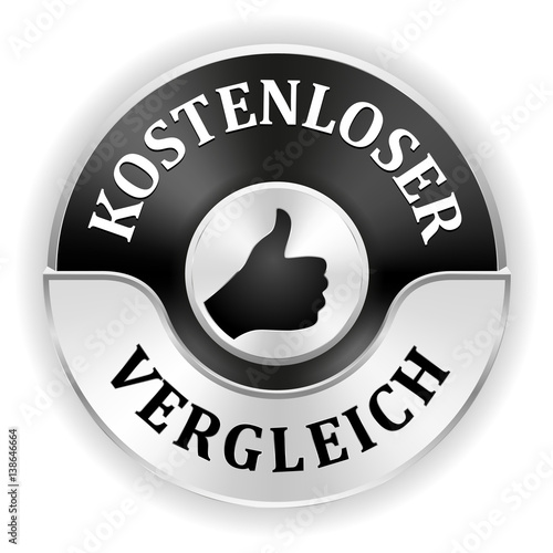 Silberner "Kostenloser Vergleich" Siegel mit schwarzem Rand
