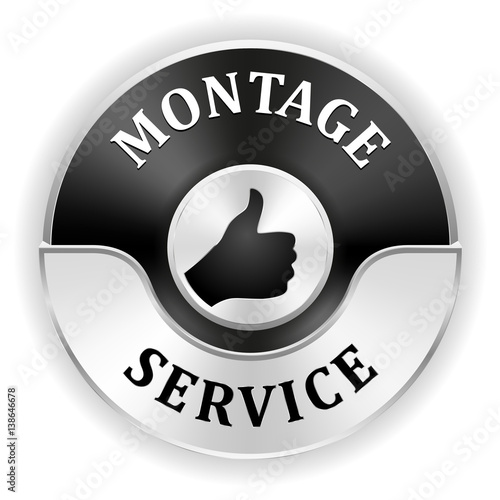 Silberner "Montage Service" Siegel mit schwarzem Rand
