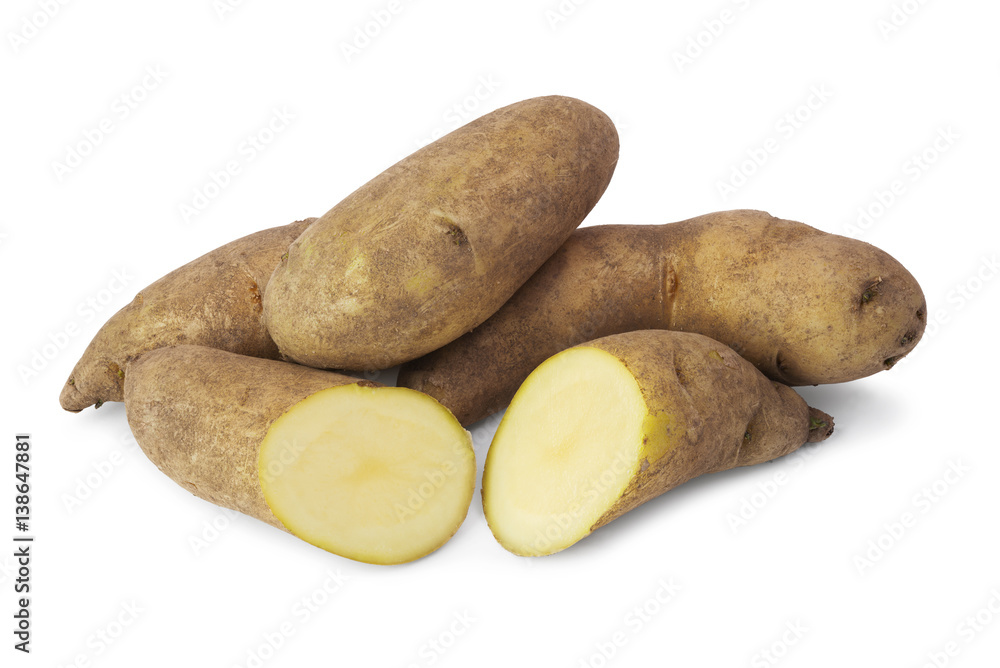 Fresh raw kipfler potatoes Fresh raw kipfler potatoes
