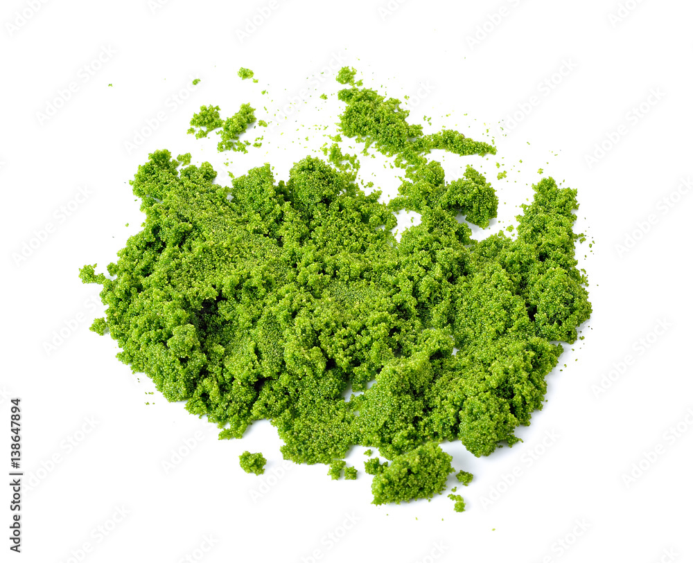Wolffia globosa or Fresh water Alga, Water Meal, Swamp Algae on white background Wolffia globosa or Fresh water Alga, Water Meal, Swamp Algae on white background