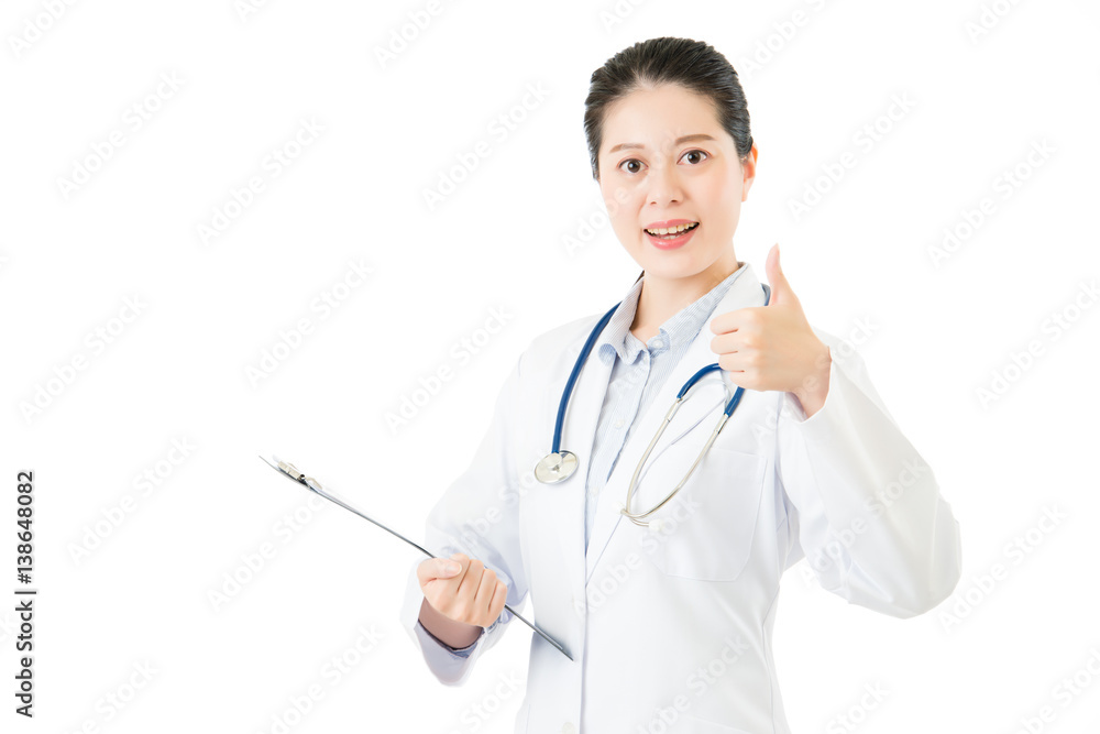 asian doctor holding medical case clipboard thumbs up asian doctor holding medical case clipboard thumbs up